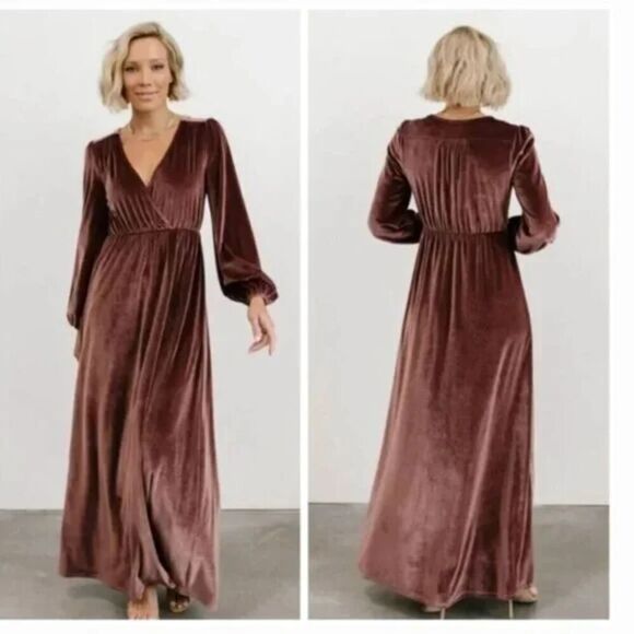 Baltic Born Women's Size XXL Dusty Plum Sadie Velvet Maxi Dress Pullover Party - Picture 3 of 14